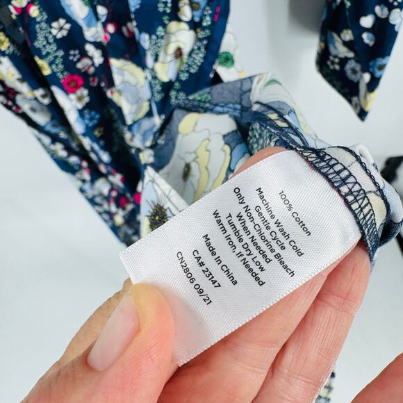 Talbots NWT Plus Size 22W Falling Blossoms Floral Wrap Dress Navy - Picture 8 of 9